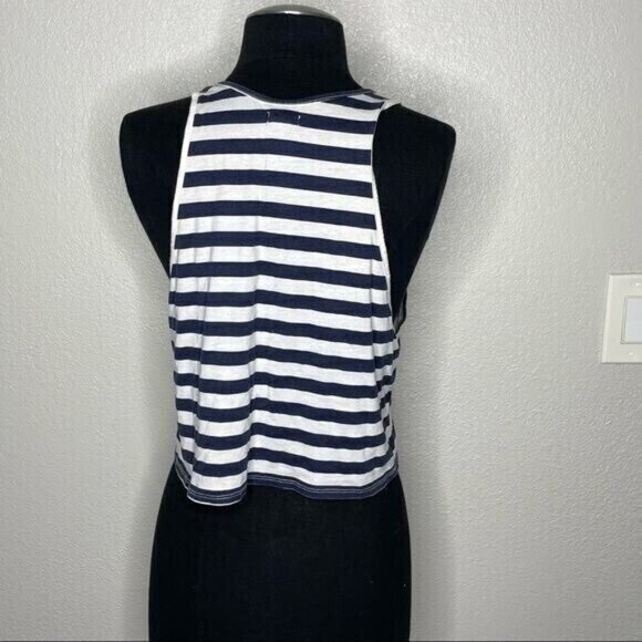 aerie Blue & White Striped Sleeveless Crop Top Size XS - Picture 3 of 8